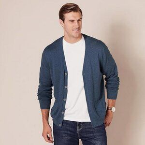 Amazon Essentials Heather Blue Cotton Cardigan Sweater XXL